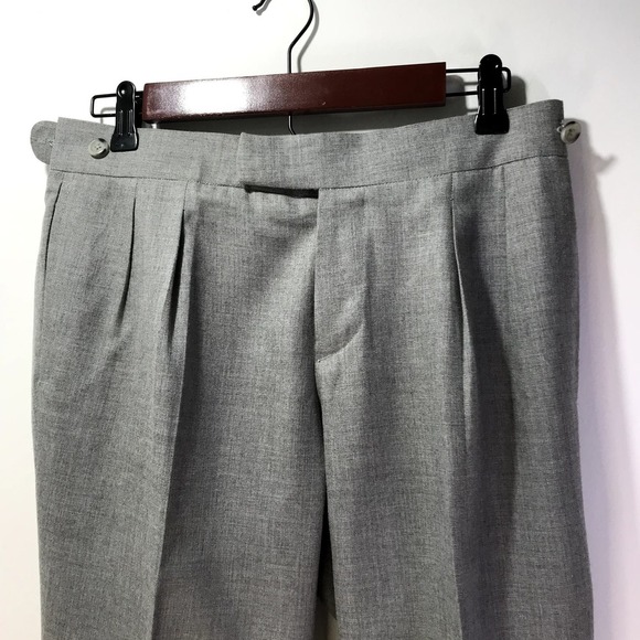 Men's Gray Pleated Wool Trousers (30x29) - Picture 1 of 11